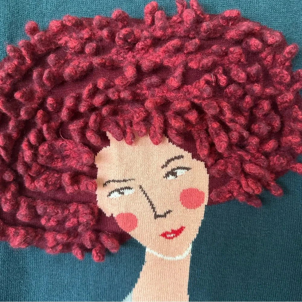 Lisa Todd RARE Cashmere Blend Sweater Women L Curly Red Hair Ginger Light Weigh - Picture 3 of 10